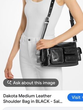 Michael  Kors 🌸NEW 🌸 Black Leather Shoulder Bag with Front Pockets and MK Logo